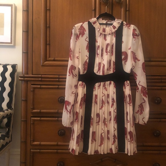 Giamba by Giambattista Valli Tiger Print Mini Dress in Silk Chiffon XS - Picture 1 of 4